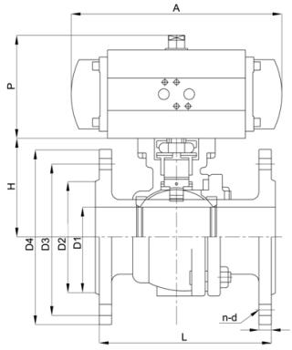 Robinet à tournant sphérique industriel DIN 3357 WCB avec le déclencheur à simple effet de Penumatic 0